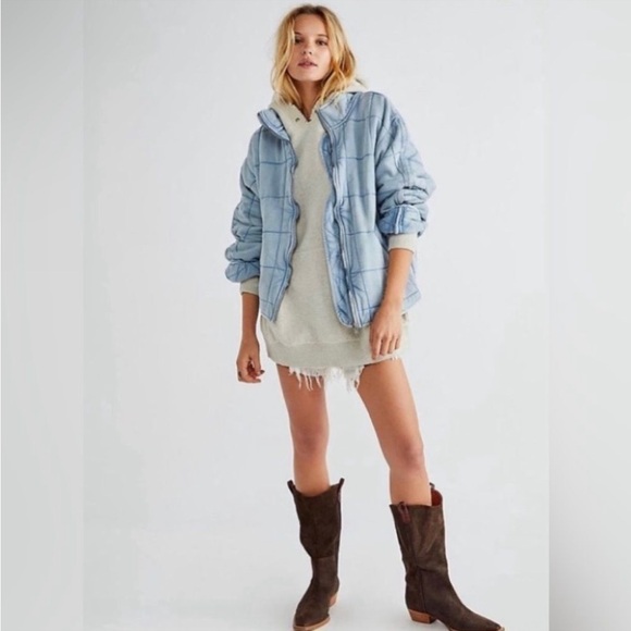 Free People Dolman Quilted Denim Jacket size Small ~ NWOT - Picture 2 of 6